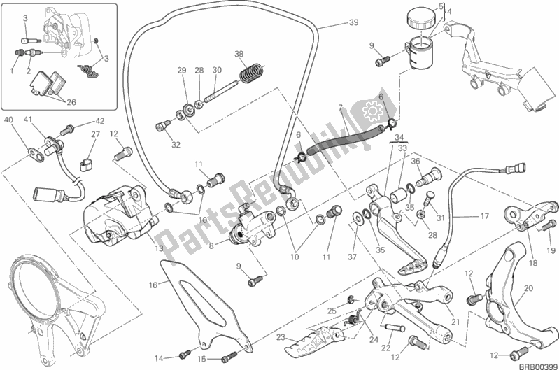 Alle onderdelen voor de Achter Remsysteem van de Ducati Superbike 1199 Panigale 2012